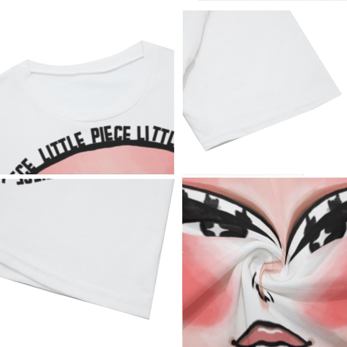 Little Piece - Illustrated Portrait Jumbo Print T-Shirt - dragqueenmerch
