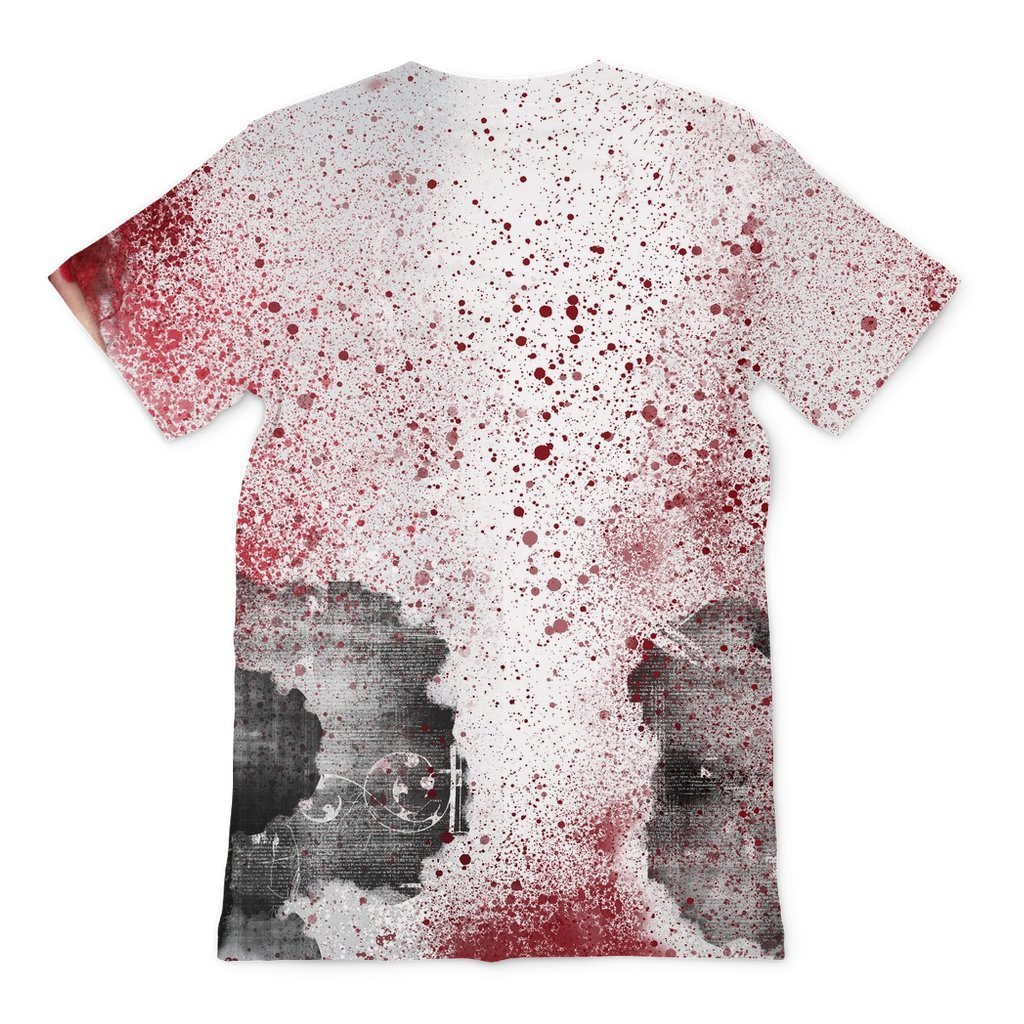 MADDELYNN HATTER RED SPLATTER ALL OVER PRINT T-SHIRT