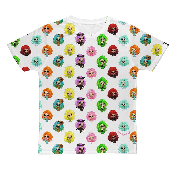 MIA E Z'LAY "CARTOON STICKERS" EXTENDED SIZES ALL OVER PRINT T-SHIRT
