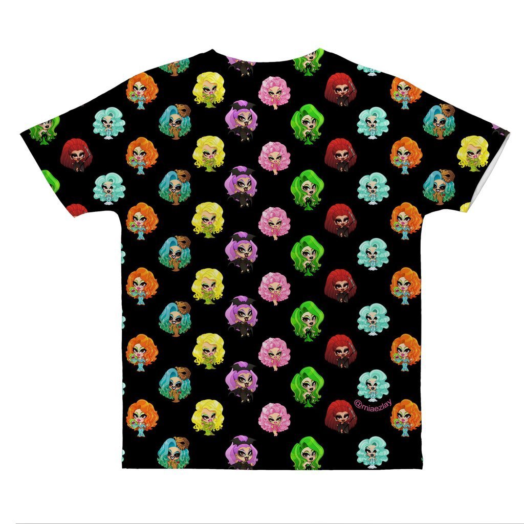 MIA E Z'LAY "CARTOON STICKERS v2" EXTENDED SIZES ALL OVER PRINT T-SHIRT
