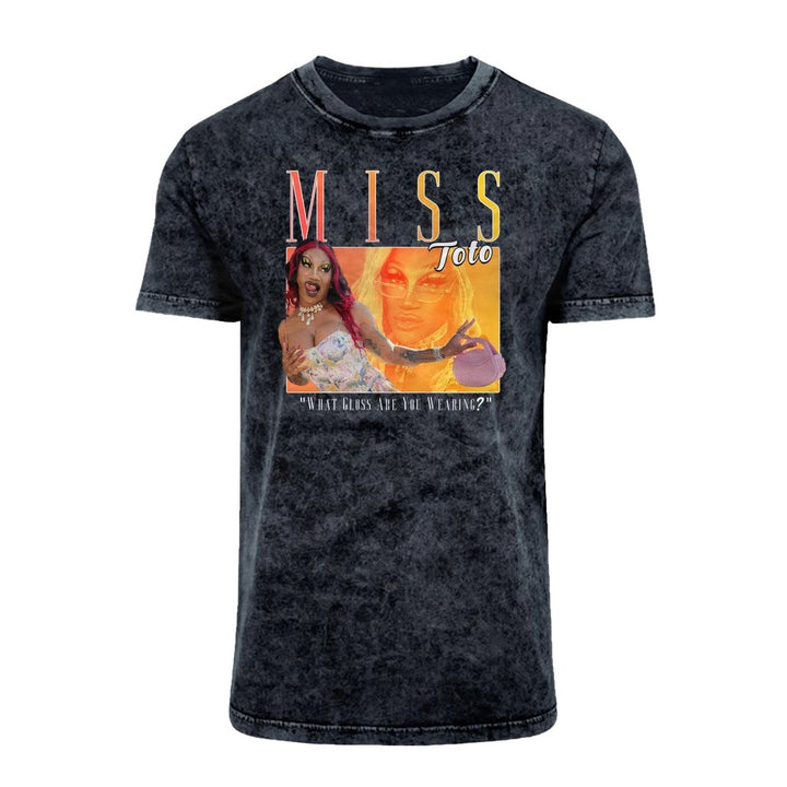 MISS TOTO - RETRO GLOSS - ACID WASH T-SHIRT - dragqueenmerch
