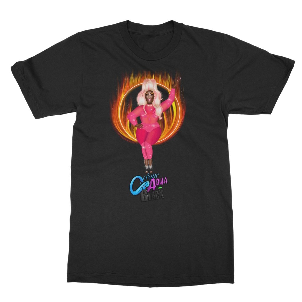 OCEANE AQUA-BLACK - FLAMES - T-SHIRT - dragqueenmerch