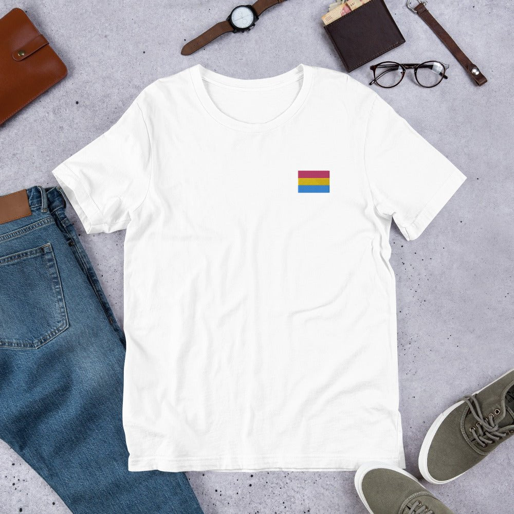 Pride Pansexual Flag Embroidered T-Shirt - dragqueenmerch