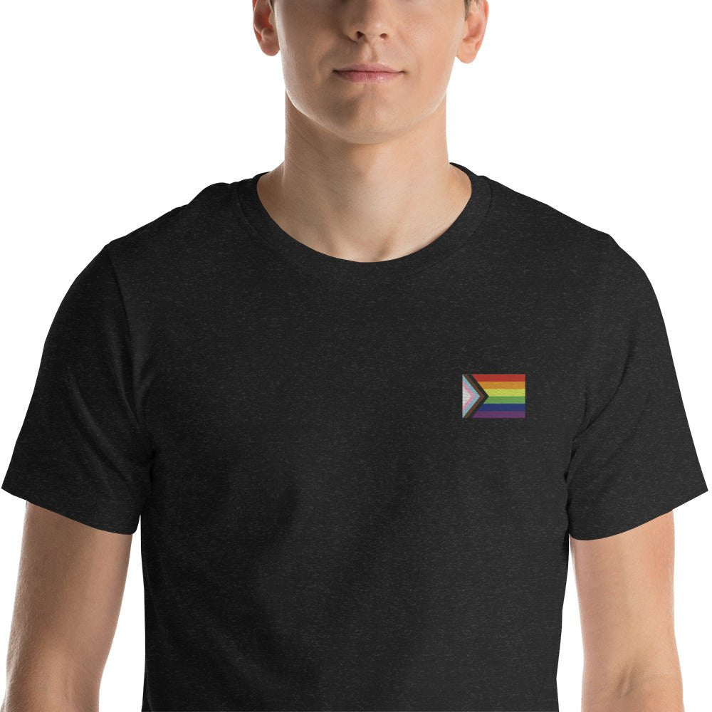 Pride Progress Flag Embroidered T-Shirt - dragqueenmerch