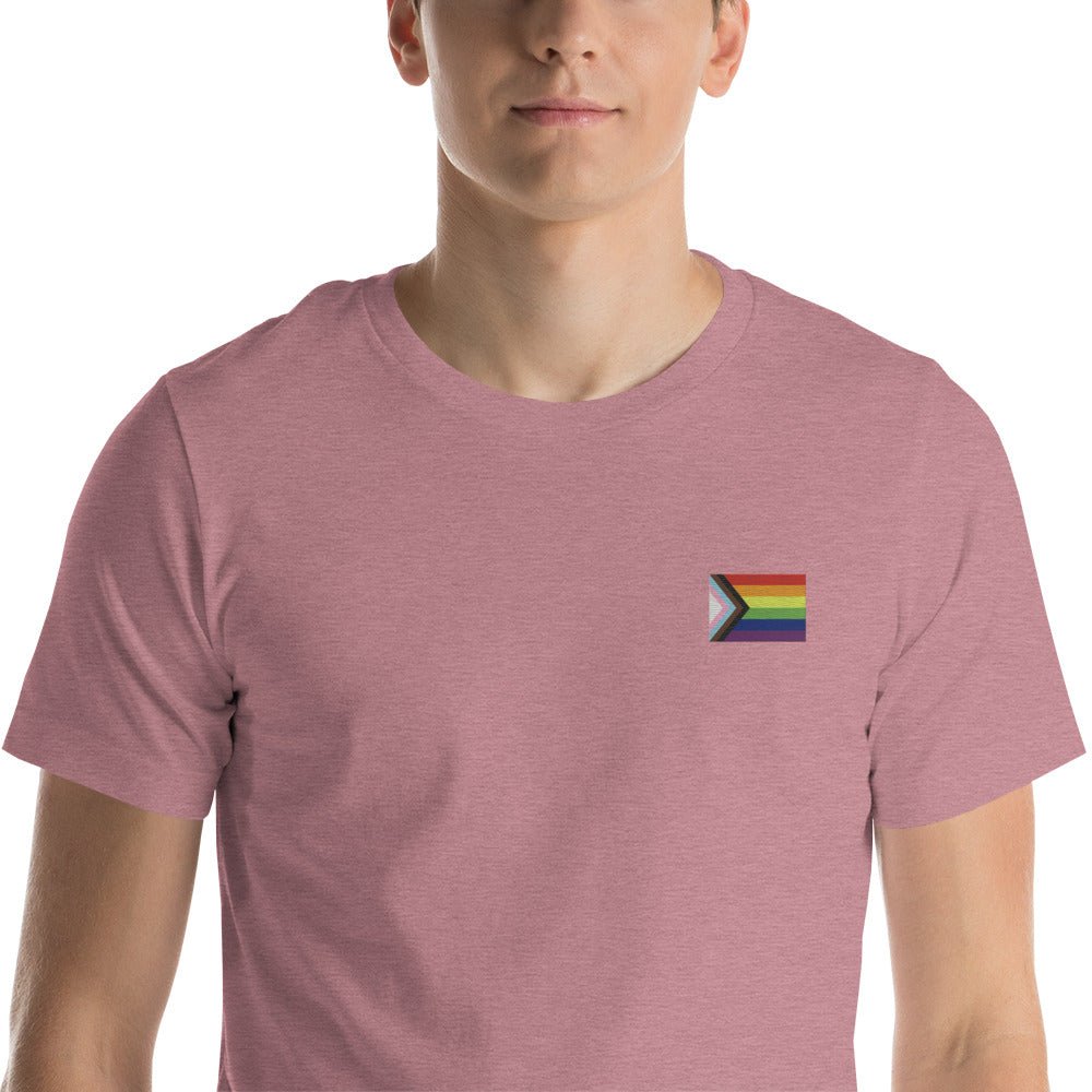Pride Progress Flag Embroidered T-Shirt - dragqueenmerch