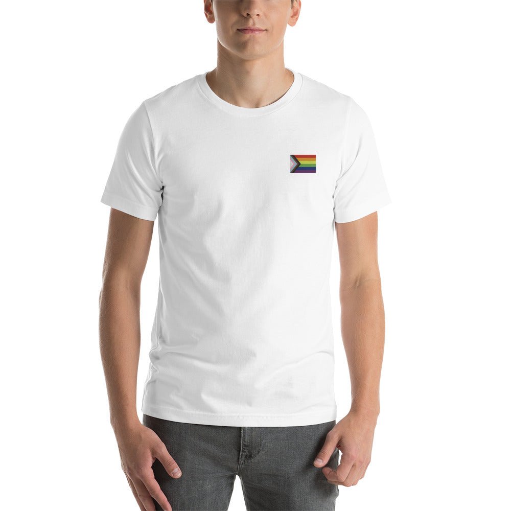 Pride Progress Flag Embroidered T-Shirt - dragqueenmerch