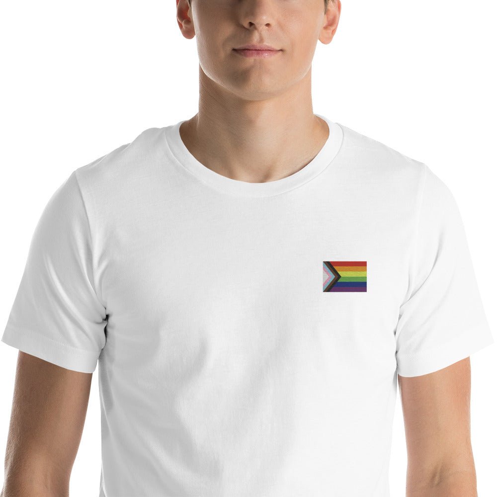Pride Progress Flag Embroidered T-Shirt - dragqueenmerch