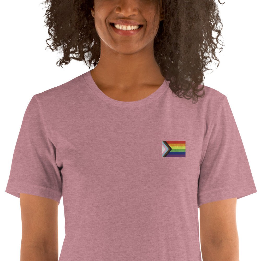 Pride Progress Flag Embroidered T-Shirt - dragqueenmerch