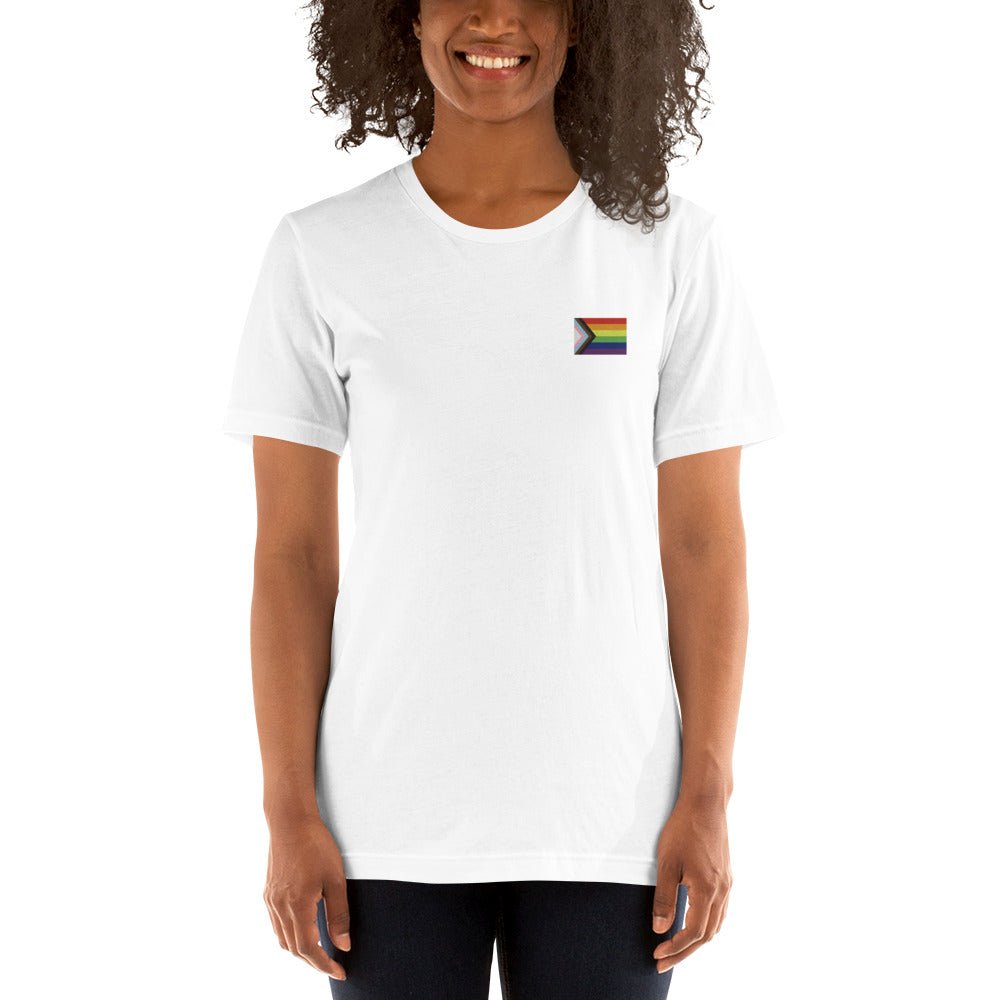 Pride Progress Flag Embroidered T-Shirt - dragqueenmerch