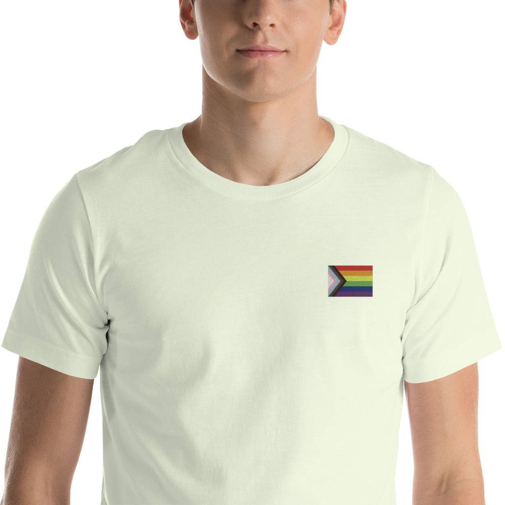 Pride Progress Flag Embroidered T-Shirt - dragqueenmerch