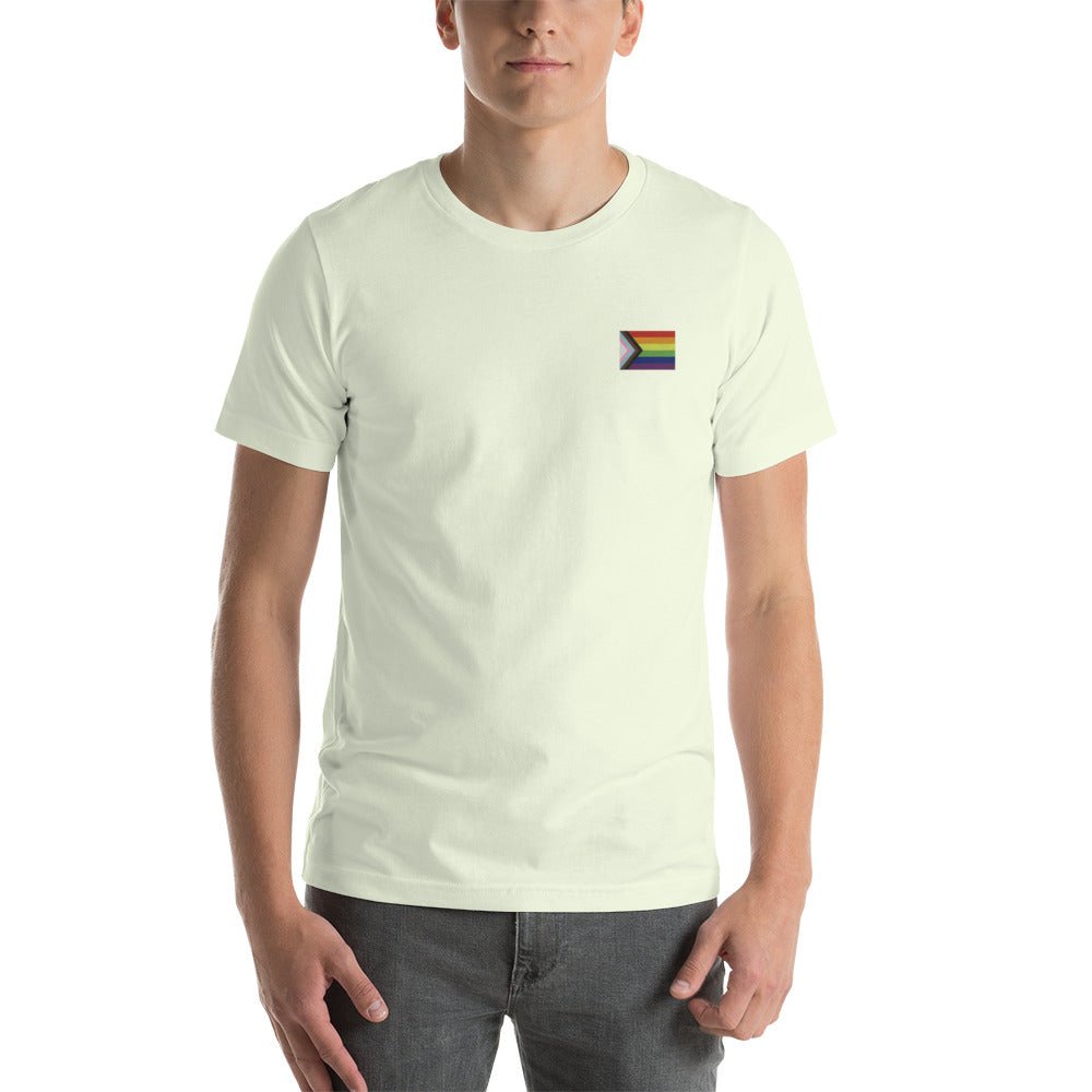 Pride Progress Flag Embroidered T-Shirt - dragqueenmerch