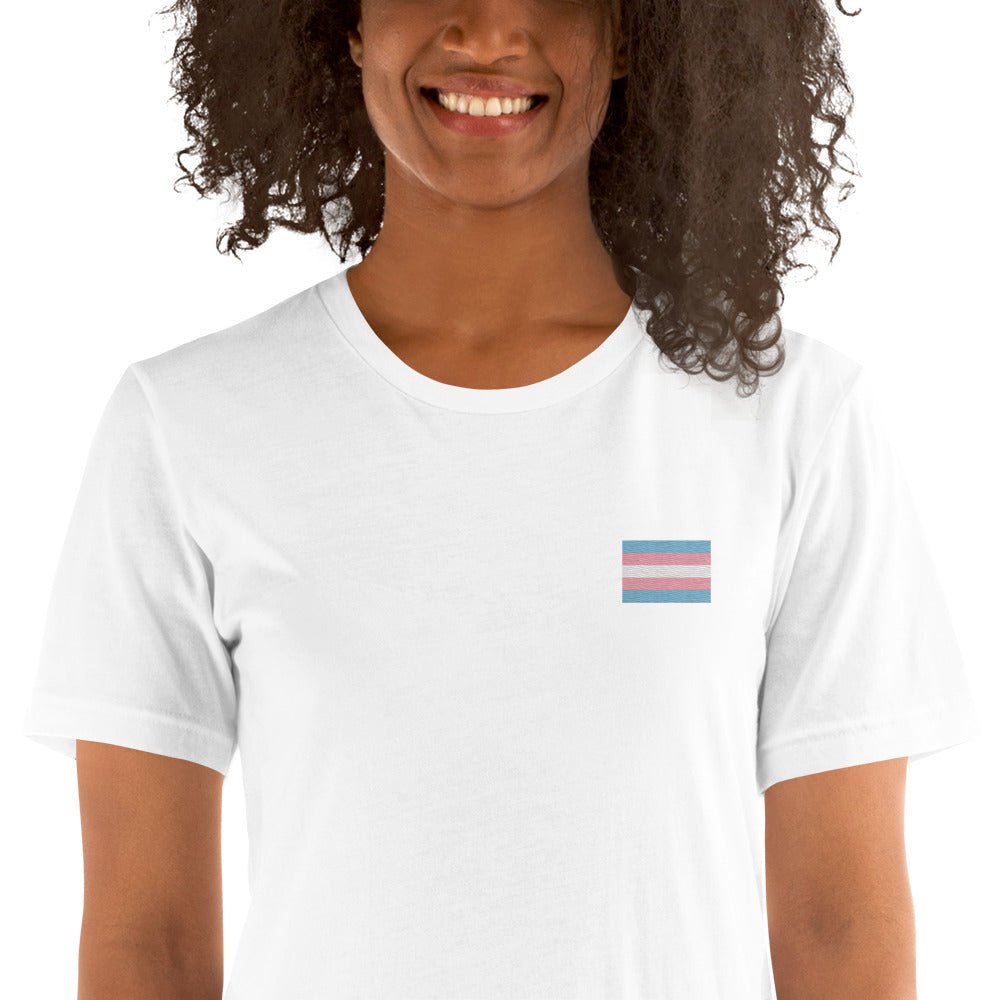 Pride Transgender Flag Embroidered T-Shirt - dragqueenmerch