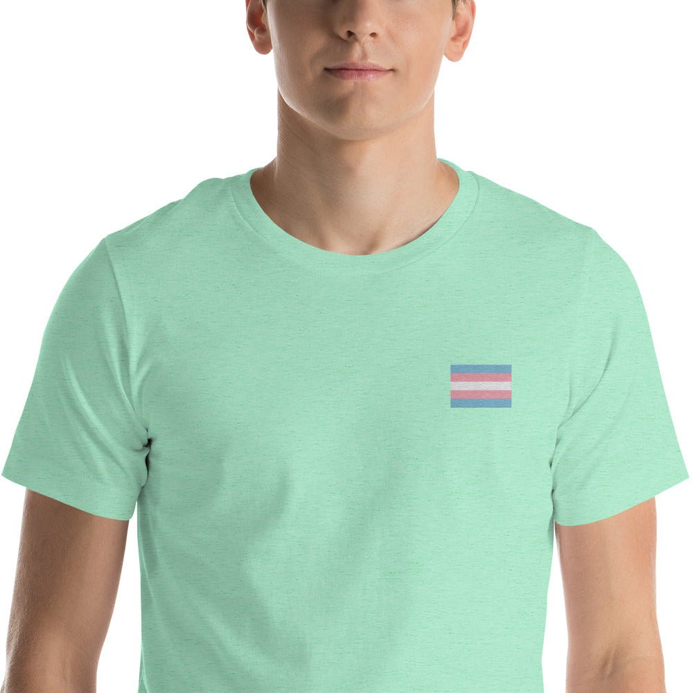 Pride Transgender Flag Embroidered T-Shirt - dragqueenmerch