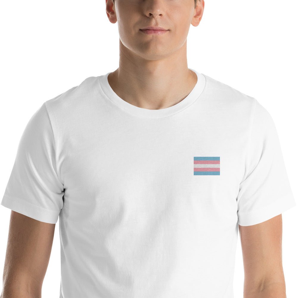 Pride Transgender Flag Embroidered T-Shirt - dragqueenmerch