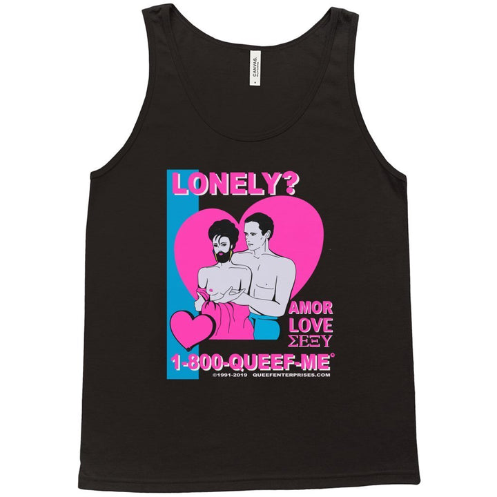 QUEEF LATINA "LONELY?" (BLACK) TANK TOP - dragqueenmerch