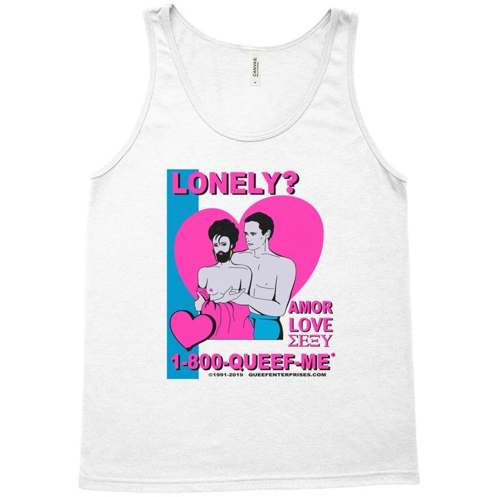 QUEEF LATINA "LONELY?" (WHITE) TANK TOP - dragqueenmerch