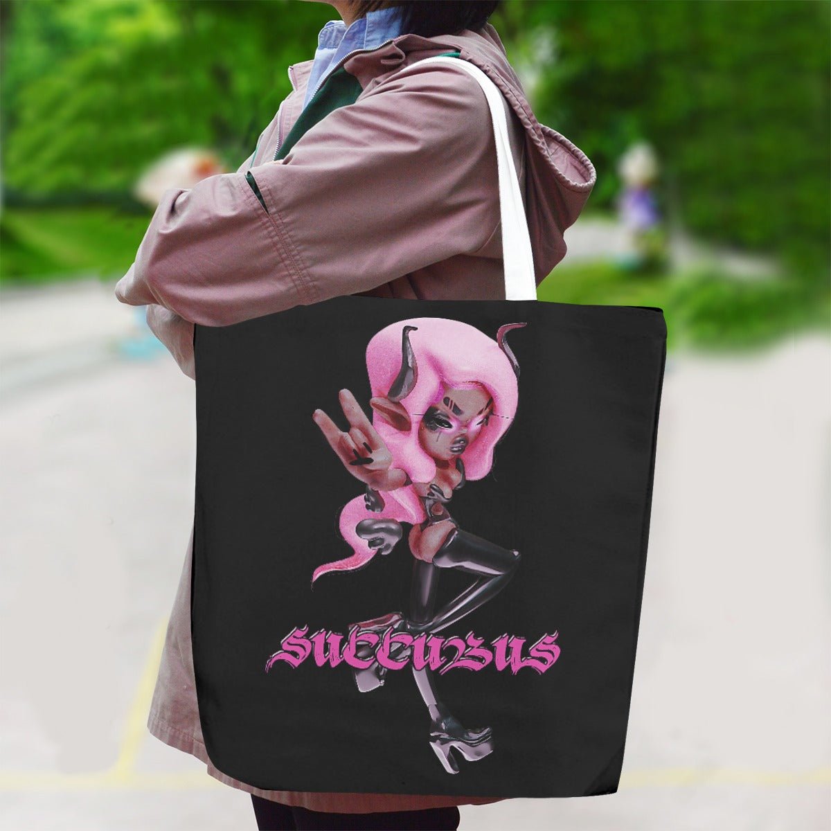 Succubus - Logo Avatar Black Canvas Tote - dragqueenmerch