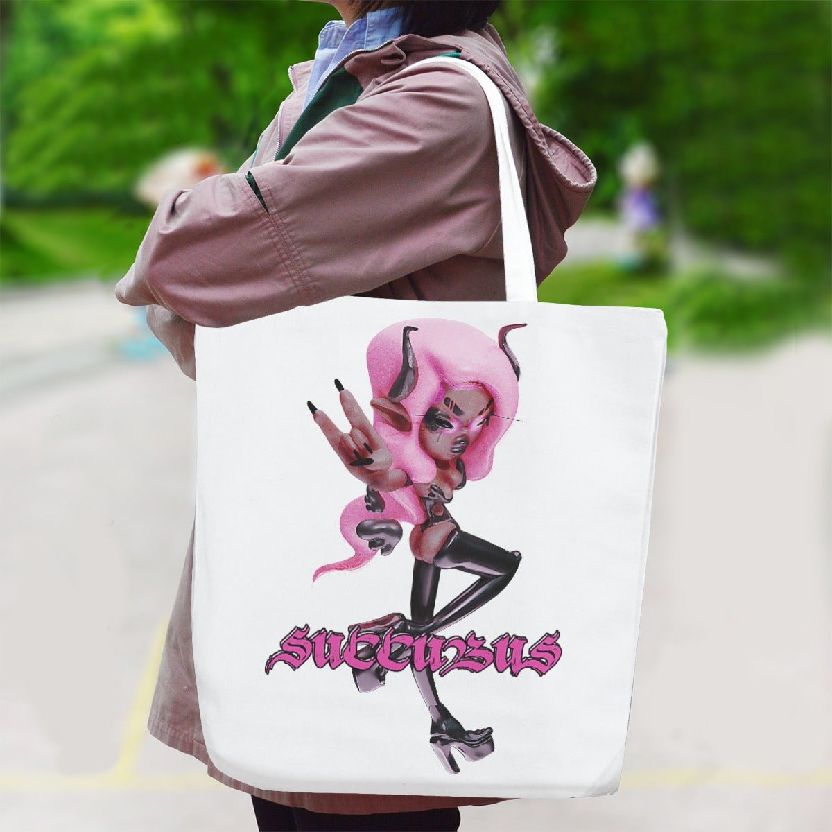 Succubus - Logo Avatar White Canvas Tote - dragqueenmerch