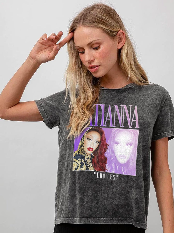 Tatianna - Retro Choices Photo Acid Washed T-Shirt - dragqueenmerch
