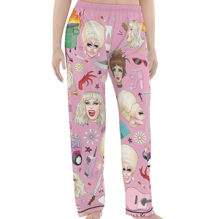 Trixie and Katya - Collage Satin PJ Set - dragqueenmerch