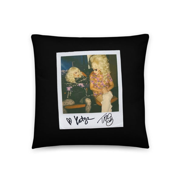 Trixie and Katya - Pu**y Watch Black Throw Pillow - dragqueenmerch