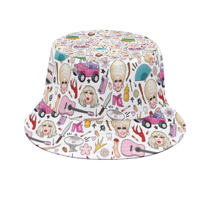 TRIXIE & KATYA - ALL OVER PRINT BUCKET HAT - dragqueenmerch