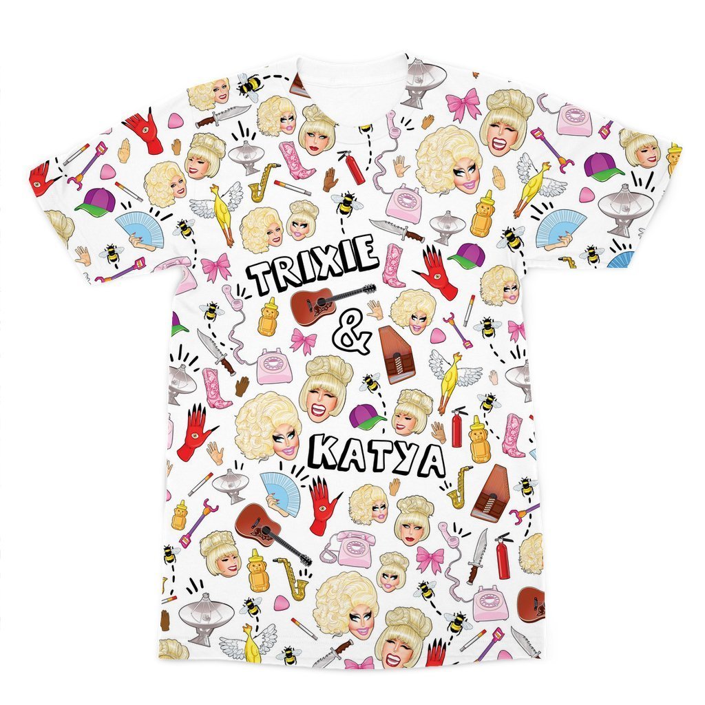 TRIXIE AND KATYA - COLLAGE ALL OVER PRINT T-SHIRT
