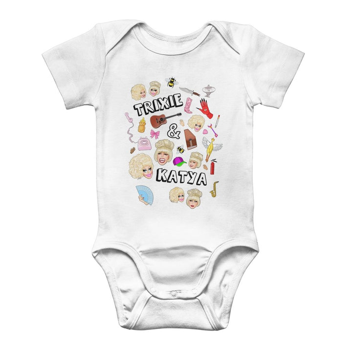 Trixie & Katya "Collage" Baby Onesie - dragqueenmerch