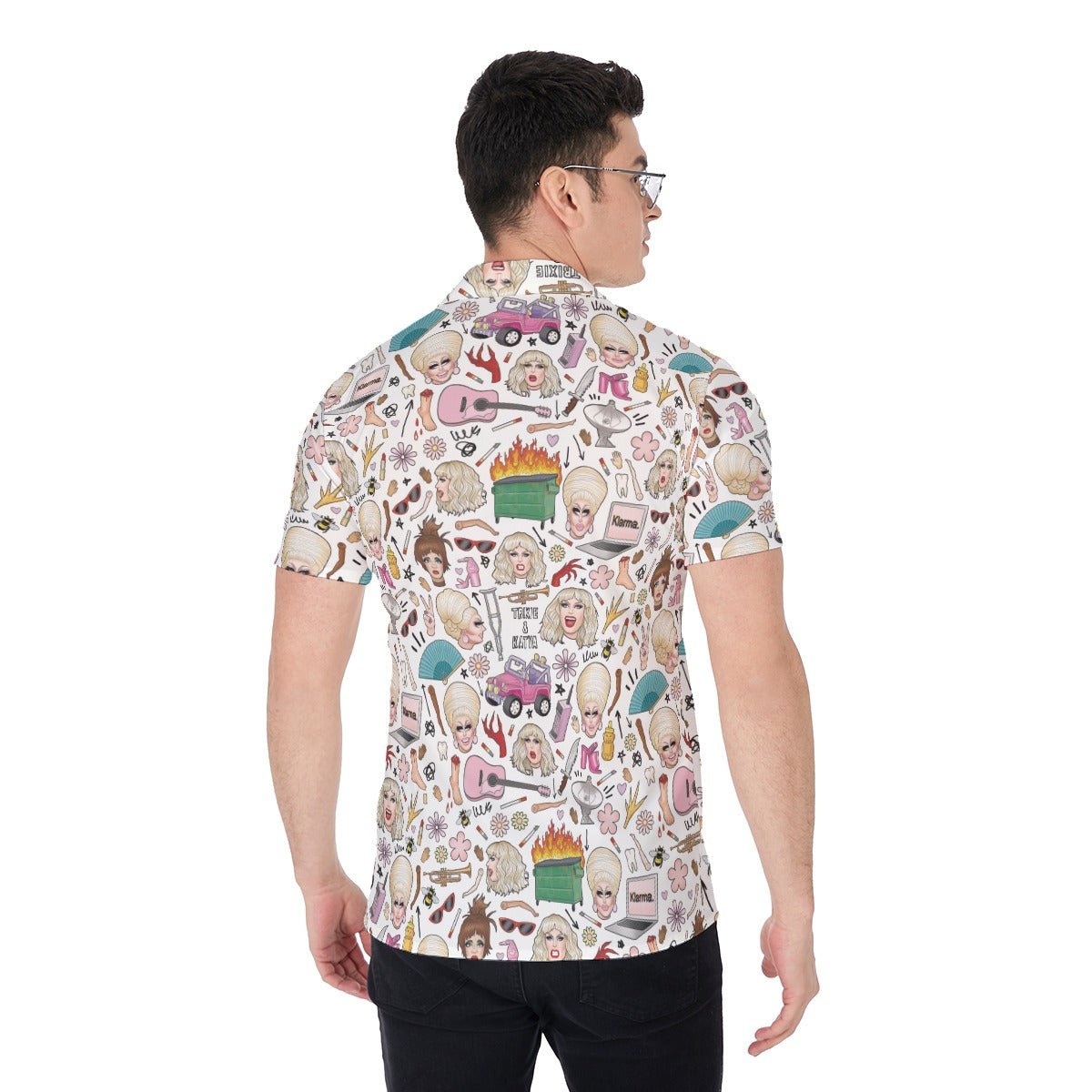 TRIXIE AND KATYA - Collage Refresh Button Shirt – dragqueenmerch