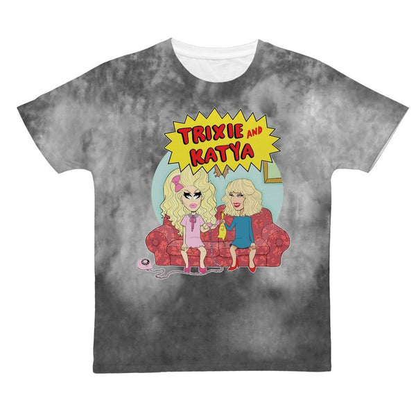 TRIXIE AND KATYA - "COUCH" CLOUD DYE ALL OVER PRINT T-SHIRT