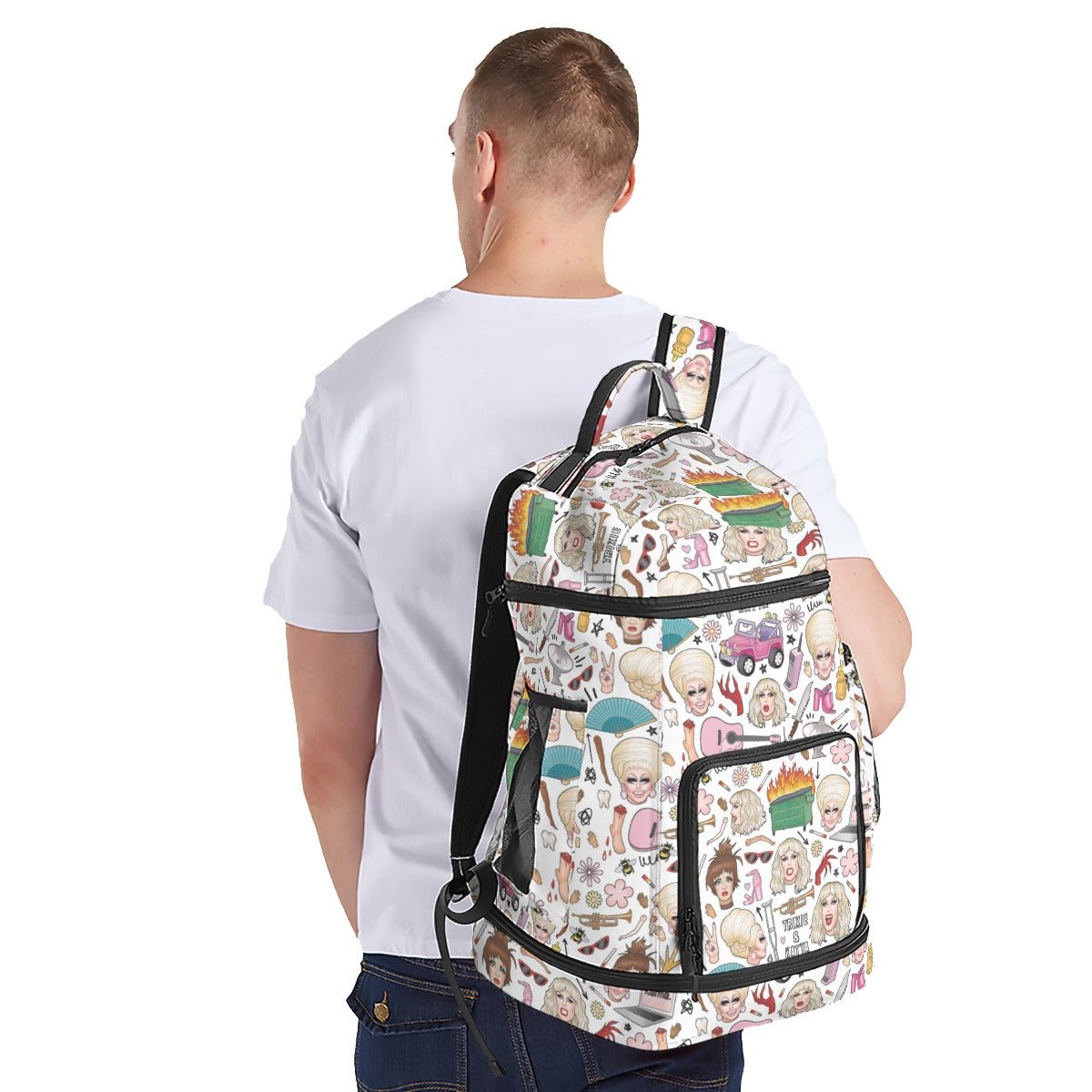 Trixie Katya Faces Large Travel Backpack dragqueenmerch