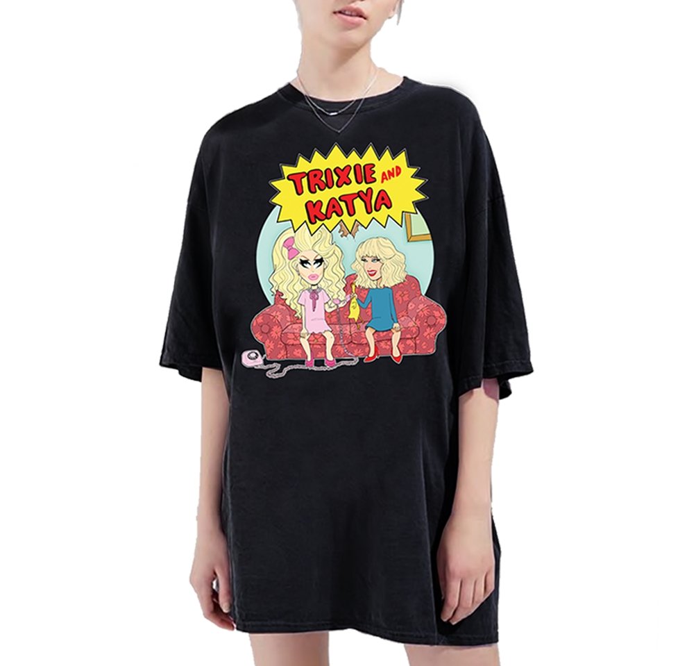 TRIXIE & KATYA UNHhhh "COUCH" T-Shirt Dress - dragqueenmerch
