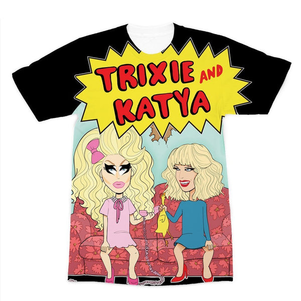 TRIXIE AND KATYA - UNNNHHH "COUCH" ALL OVER PRINT T-SHIRT