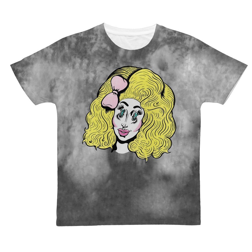 TRIXIE MATTEL "PUPPY TEETH" BLACK CLOUD DYE ALL OVER PRINT T-SHIRT
